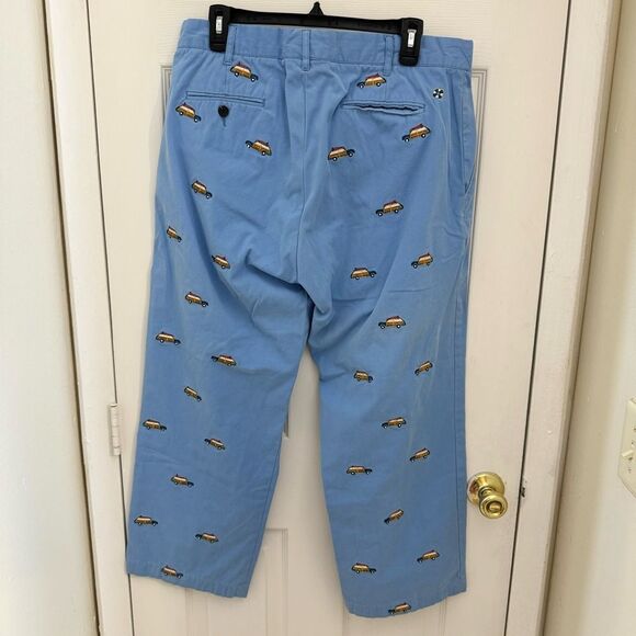 Castaway Nantucket Men’s Car Icon Embroidered Pants Size 35 Blue Chinos Preppy - Picture 4 of 5